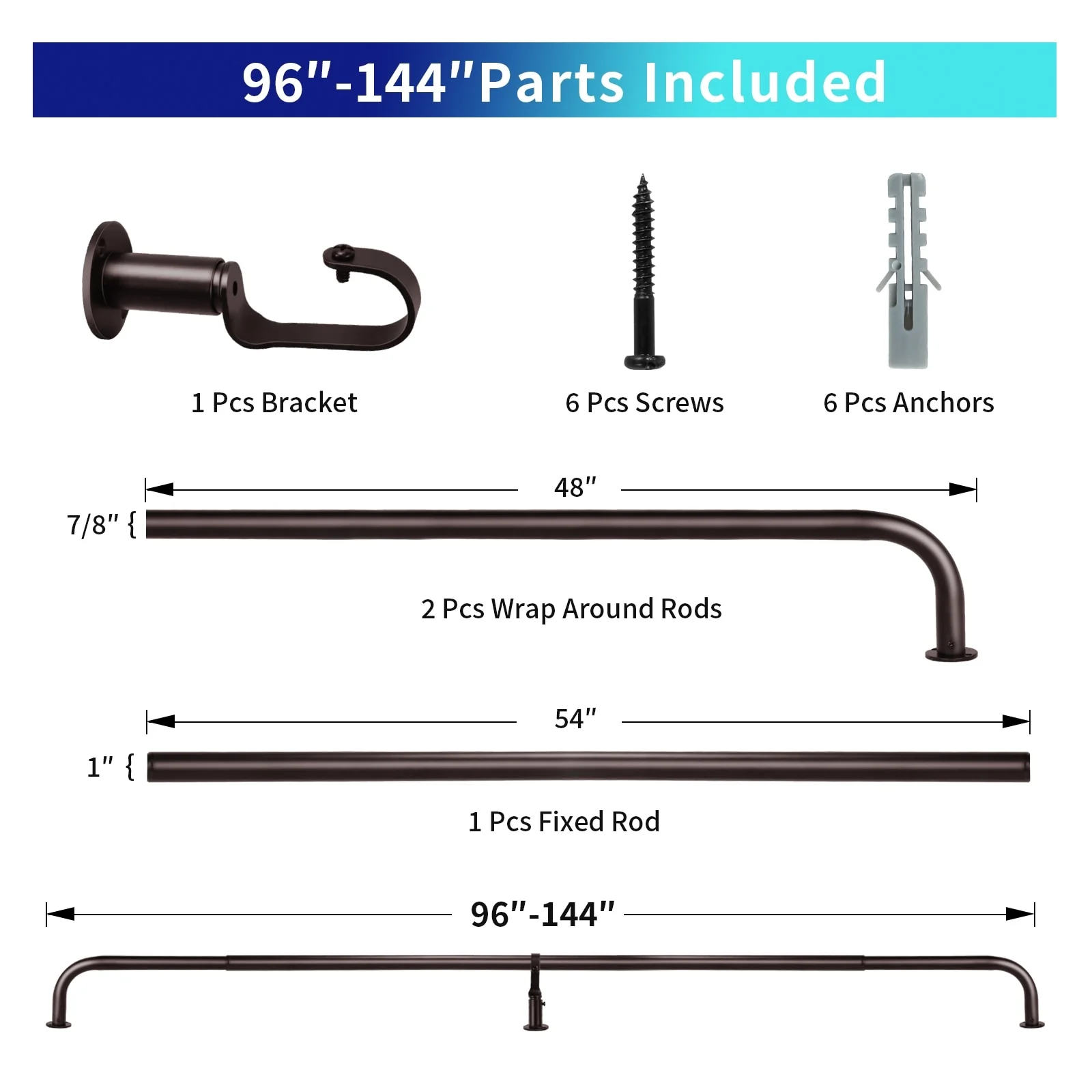 Energy-saving Wraparound Adjustable French Blackout Curtain Rod Set