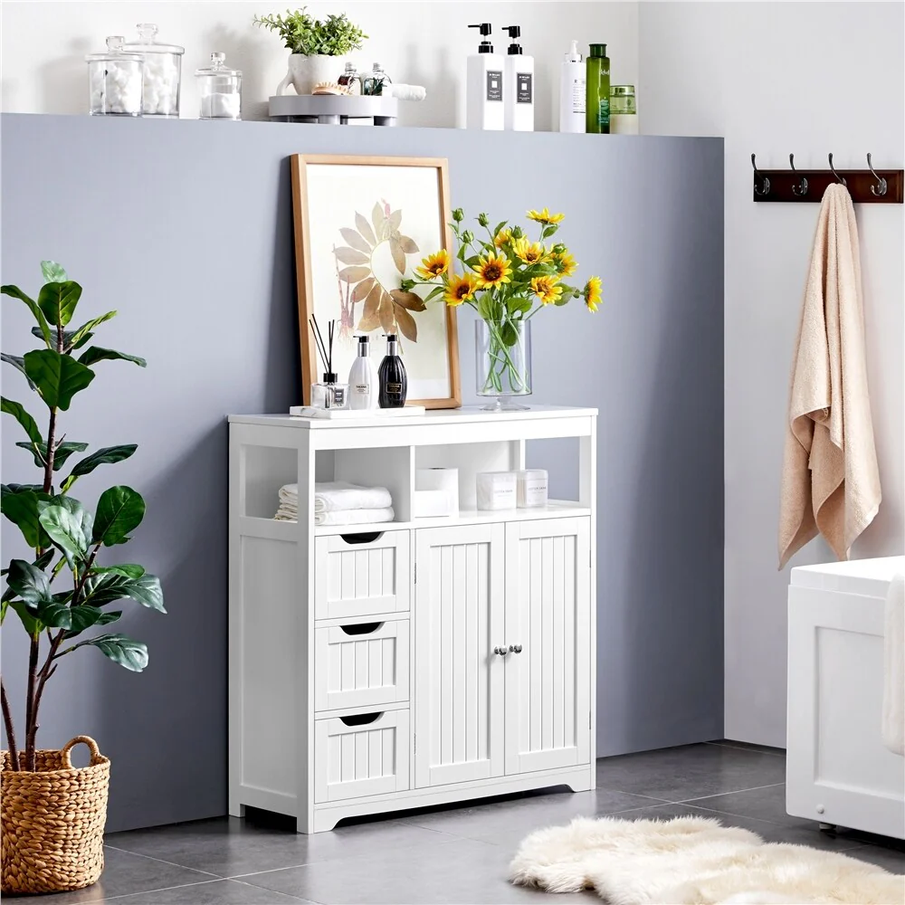 Yaheetech Freestanding Bathroom Floor Cabinet Storage Cabinet, White - N/A