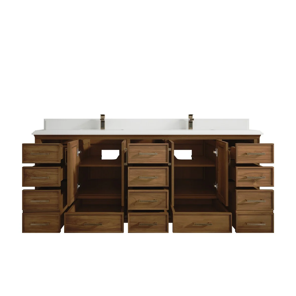 Willow Collections 84 in. W x 22 in. D Charlotte Teak Double Sink Bathroom Solid Teak Vanity with Countertop