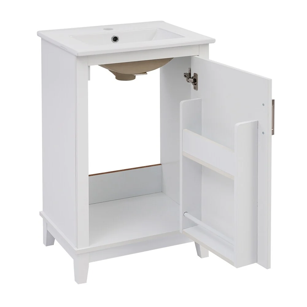 Modern 20 Inch Small Bathroom Vanity Cabinet with Ceramic Basin