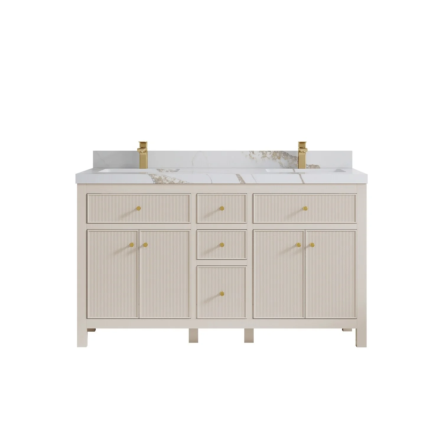 Willow Collections 60 in. W x 22 in D. Sonoma Free Standing Reeded Double Sink Bathroom Vanity with Countertop