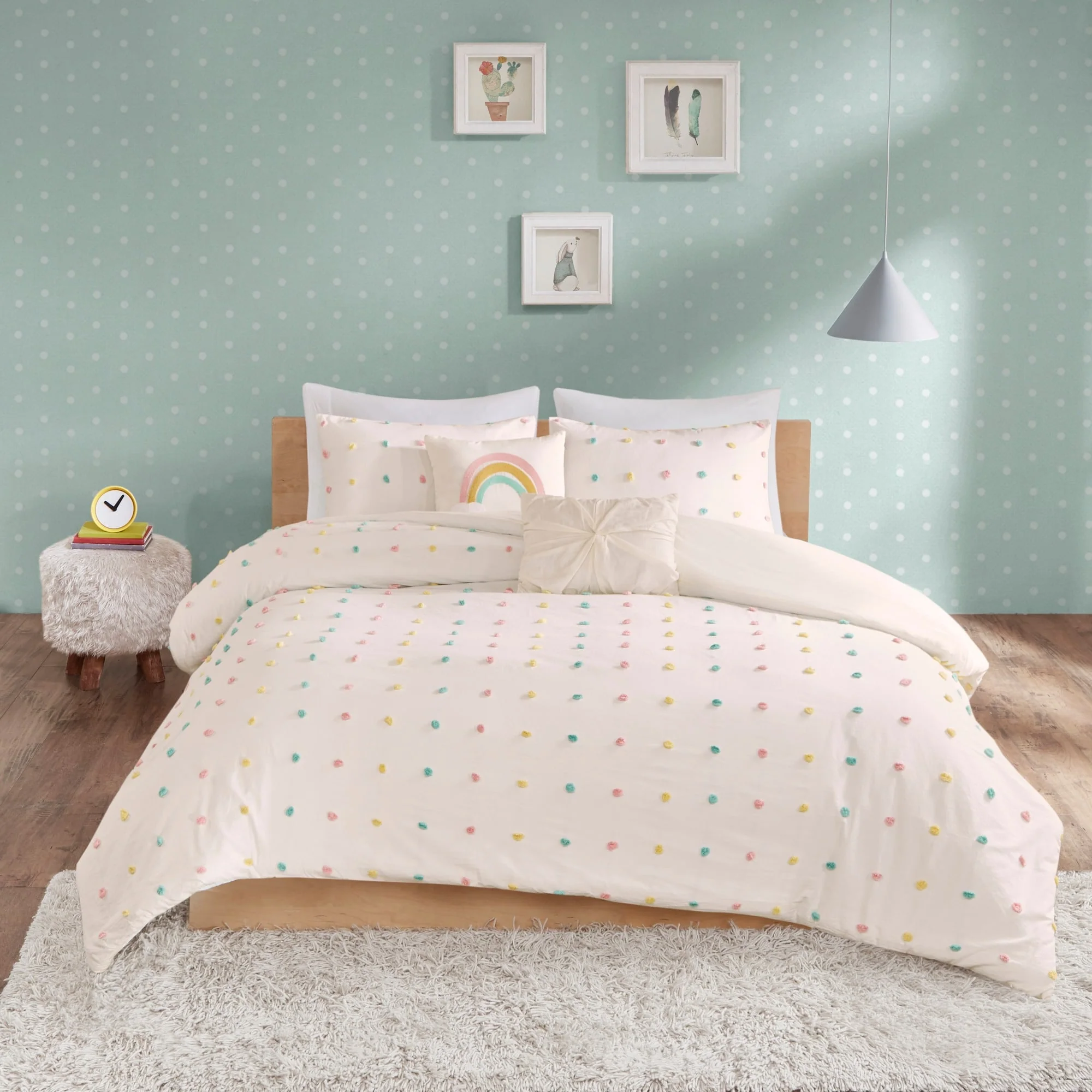 Intelligent Design Kids Ensley Cotton Jacquard Pom Pom Duvet Cover Set