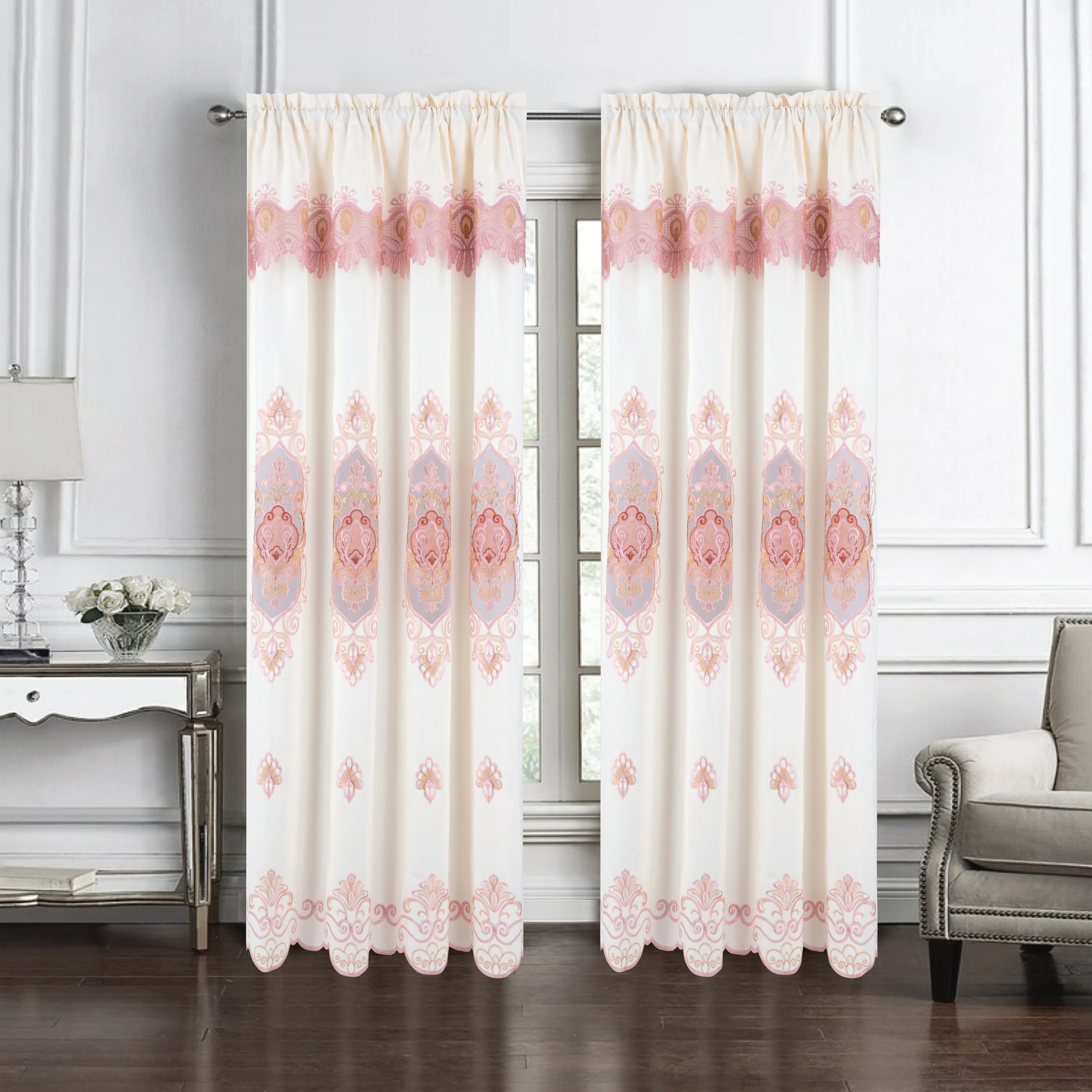 Betsy Macrame Embroidered Window Curtain Panel