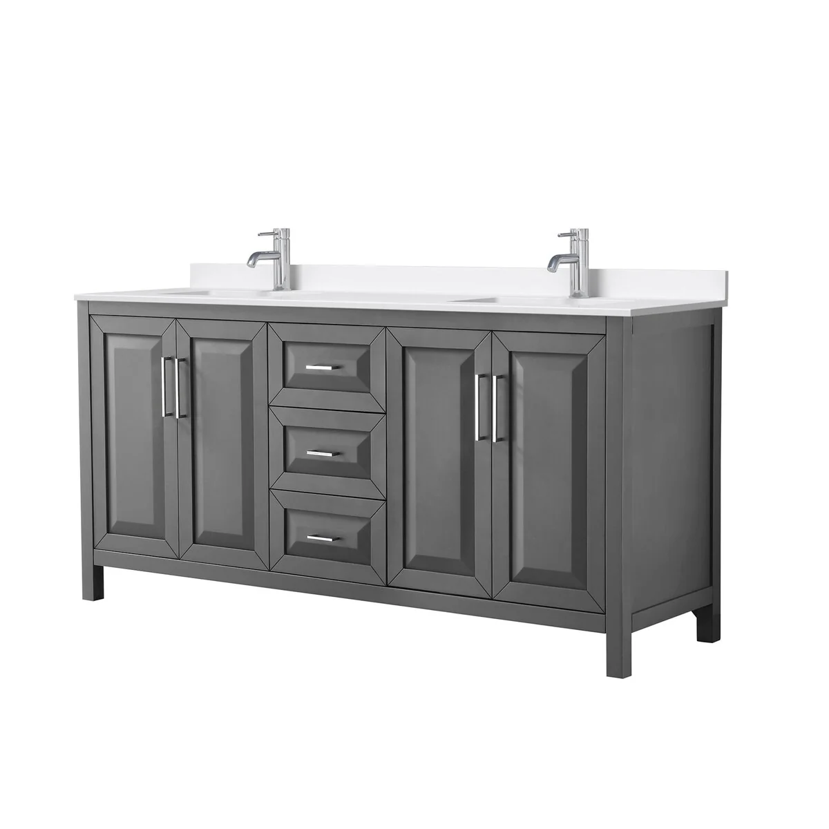 Daria 72-inch Double Vanity, Single Hole Quartz Top