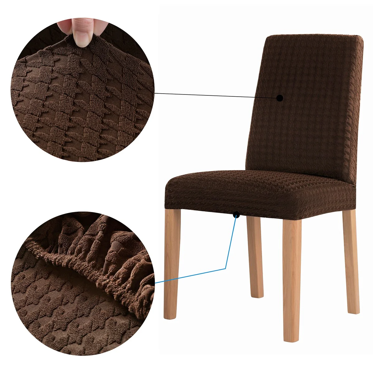 No. 918 Sparta 2-pack Houndstooth Textured Stretch Fit Elastic Dining Chair Cover Pair - 28