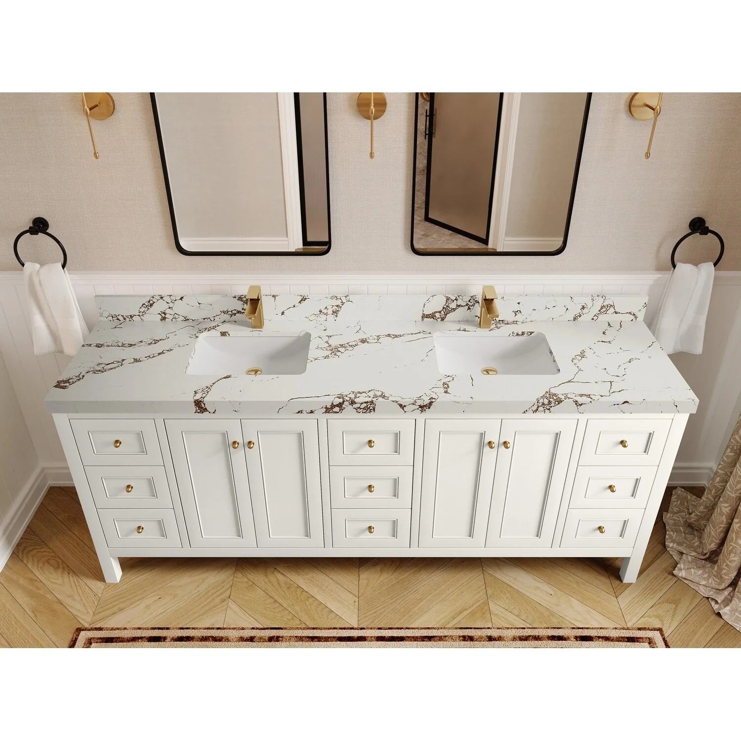 Willow Collections 84 in. W x 22 in. D Nashville Double Bowl Sink Bathroom Vanity with Countertop