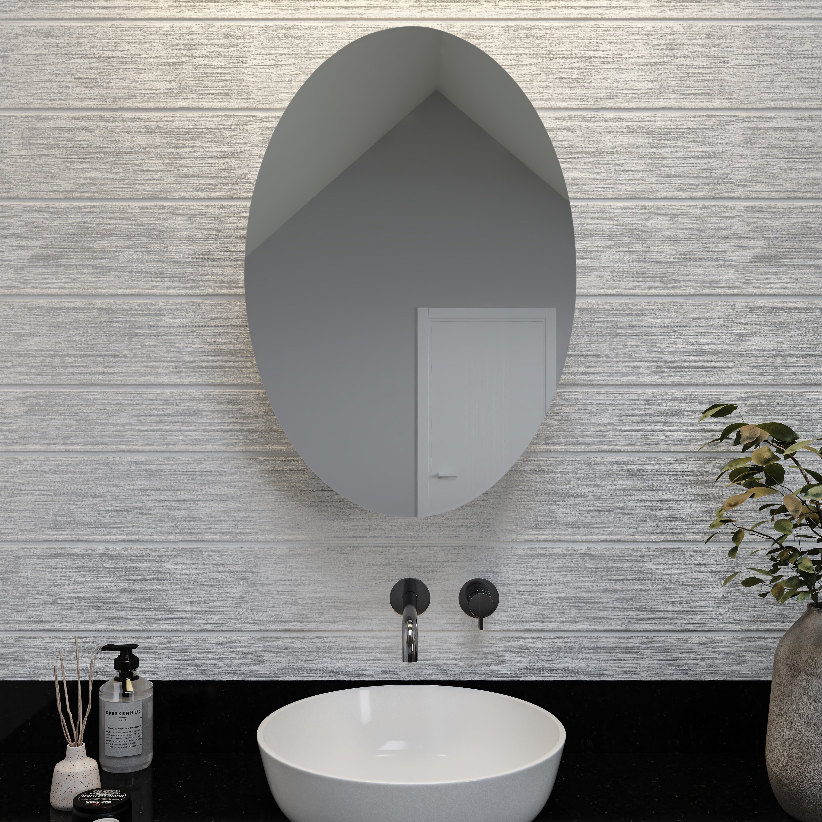 Croydex Davenport Oval Aluminum Medicine Cabinet, Easy Install, Recessed or Wall Mounted 21W x 31H