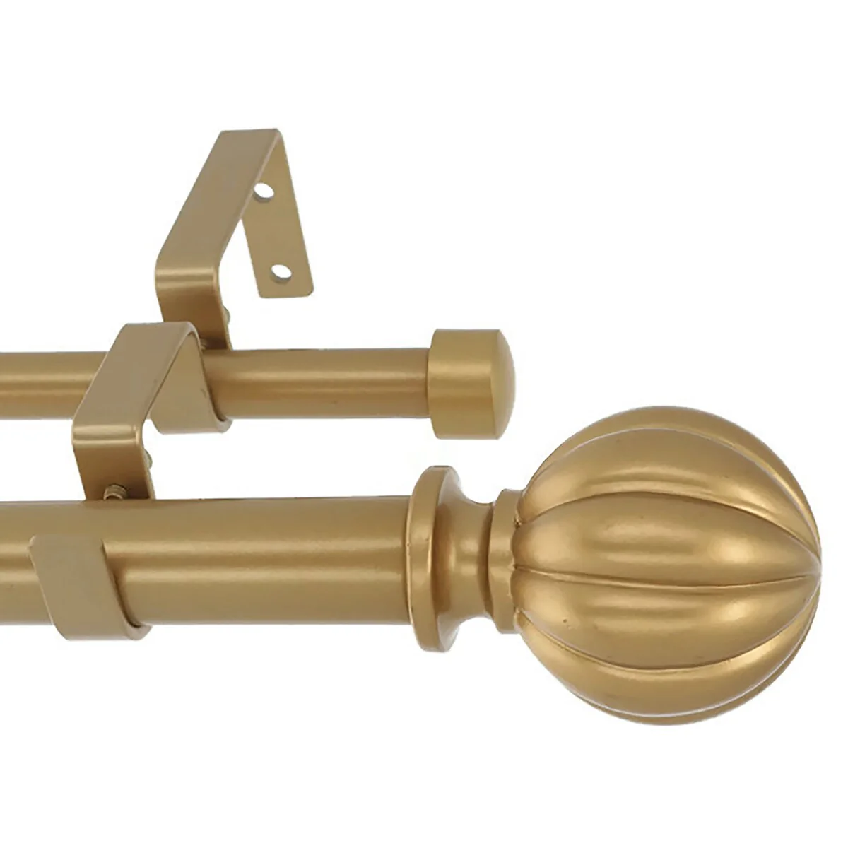 Meriville 1-Inch Diameter Double Window Curtain Rod, Fluted Ball Finial
