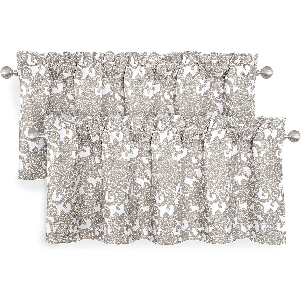 DriftAway Daisy Dahlia Blooming Flower Floral Lined Window Curtain Valance 2 Pack