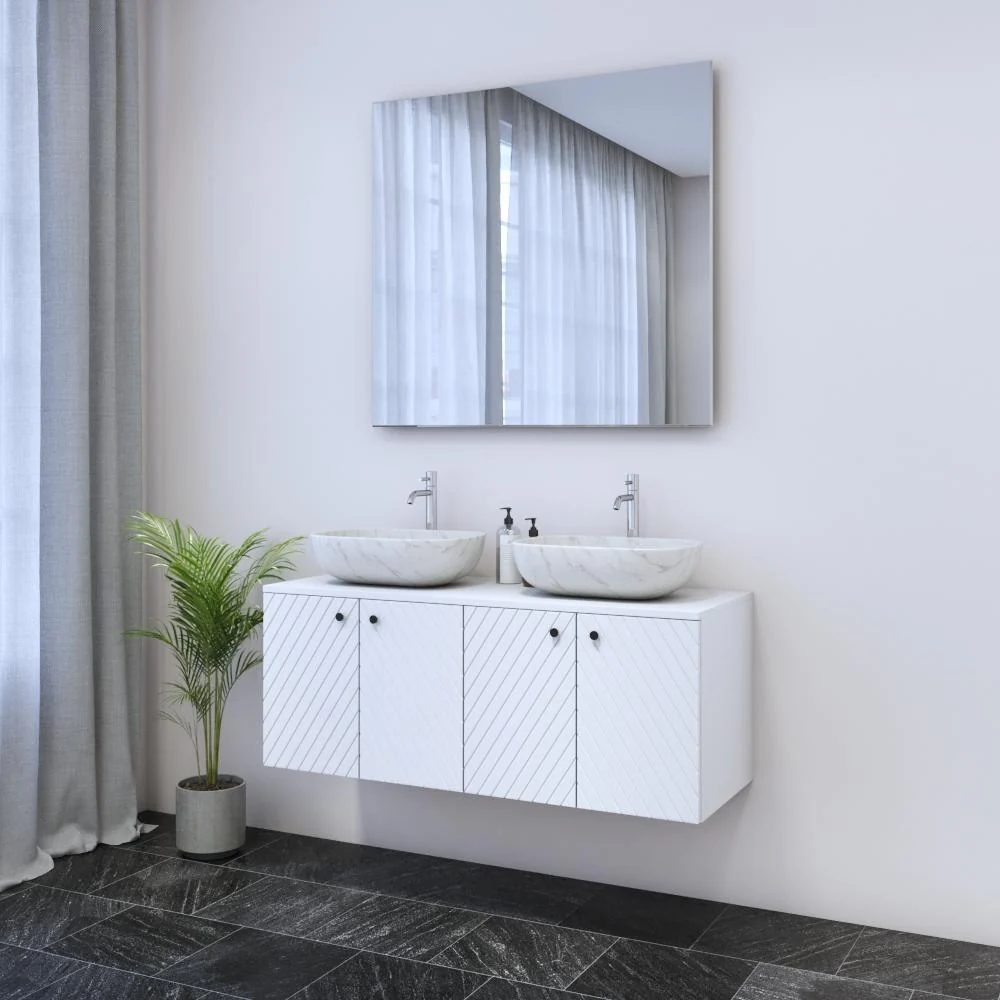 Avela 4D 120 Double Sink Floating Bathroom Vanity (48
