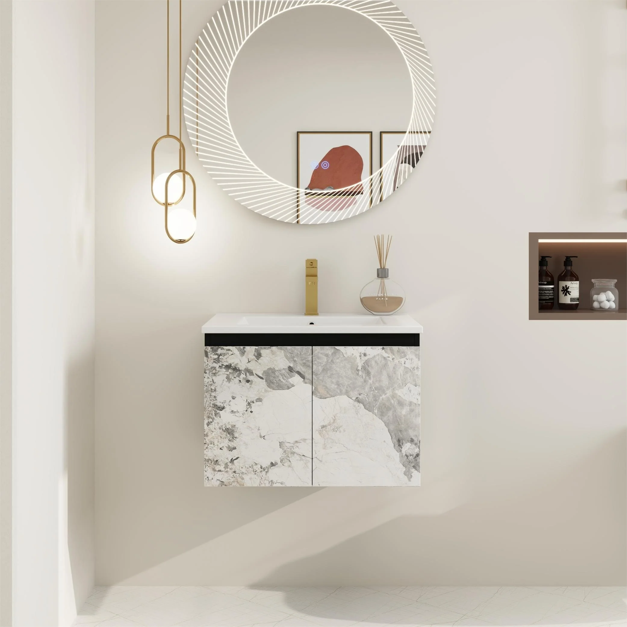 BNK 24/30/48 Inch Double Sink Bathroom Vanity with Soft Close Door