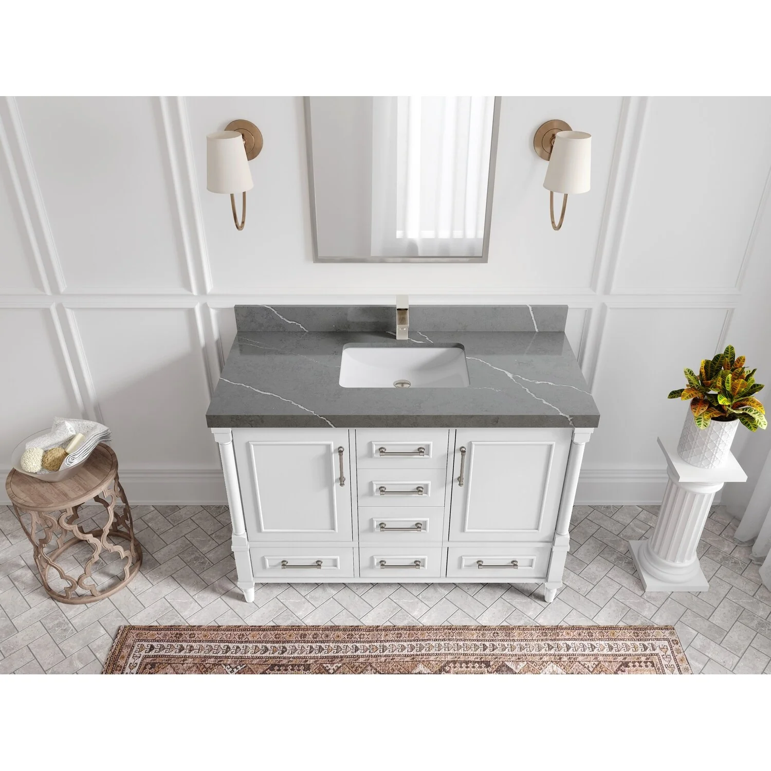 Willow Collections 48 in. W x 22 in. D Aberdeen Single Bowl Sink Bathroom Vanity with Countertop