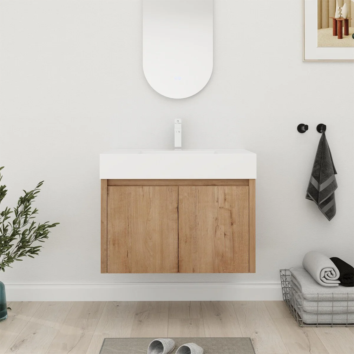 Bathroom Vanity With Sink In 24/30/36 Inch, Floating Bathroom Vanity with Soft Close Door