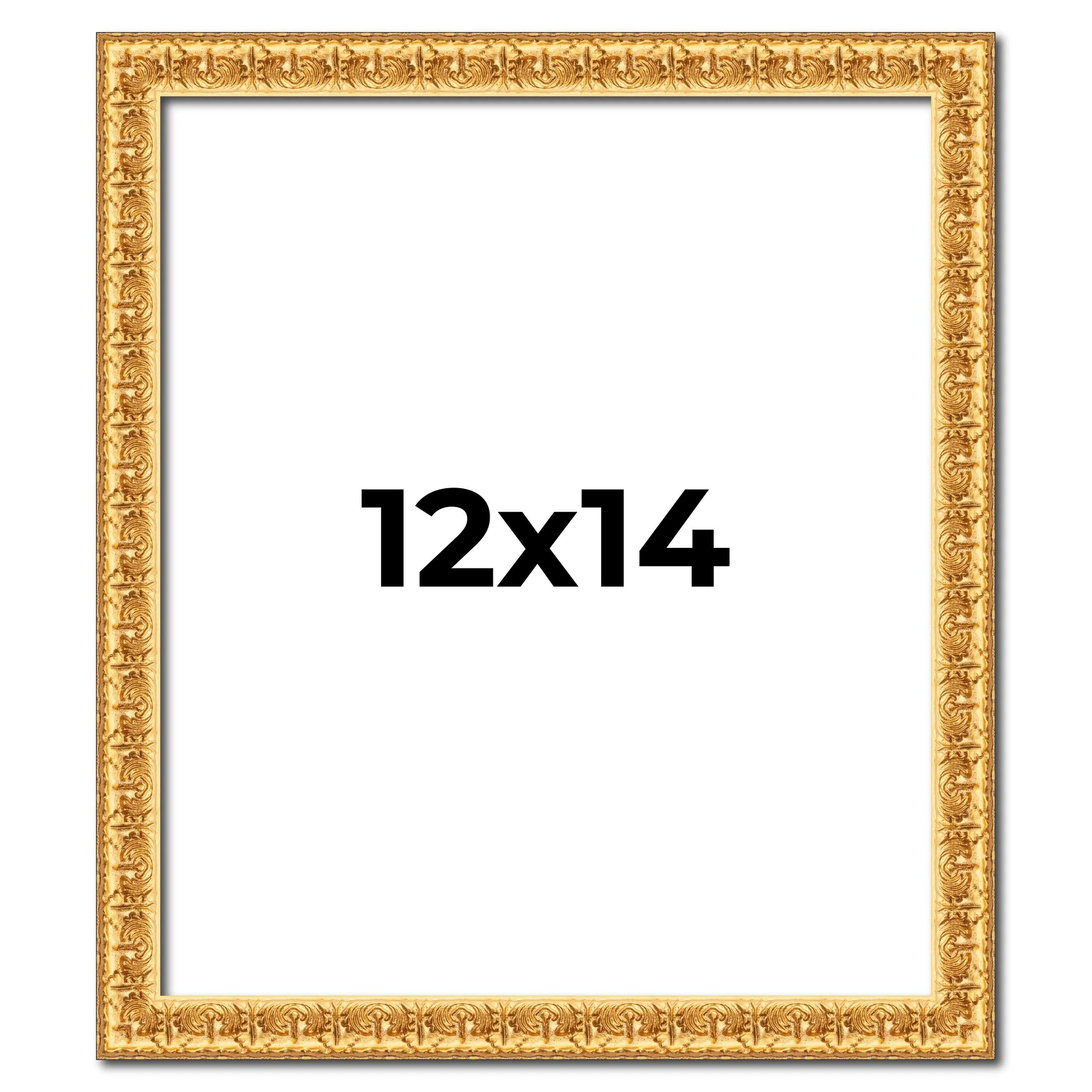 12x14 Frame Gold Real Wood Picture Frame Width 1 inches | Interior