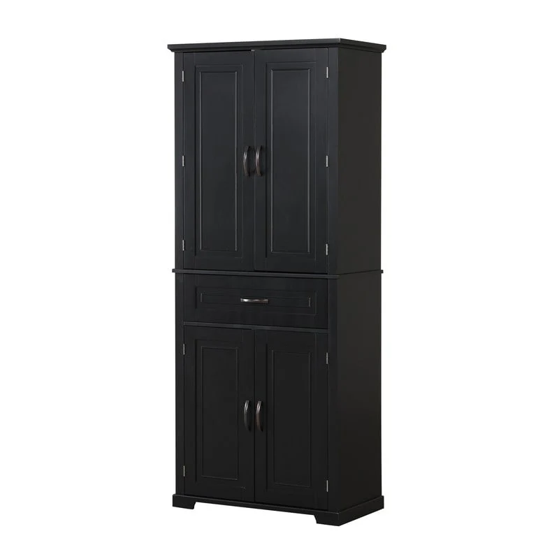 Bathroom Floor Cabinet, Freestanding Storage Cabinet with Doors and Drawer, Kitchen Cupboard with Adjustable Shelf