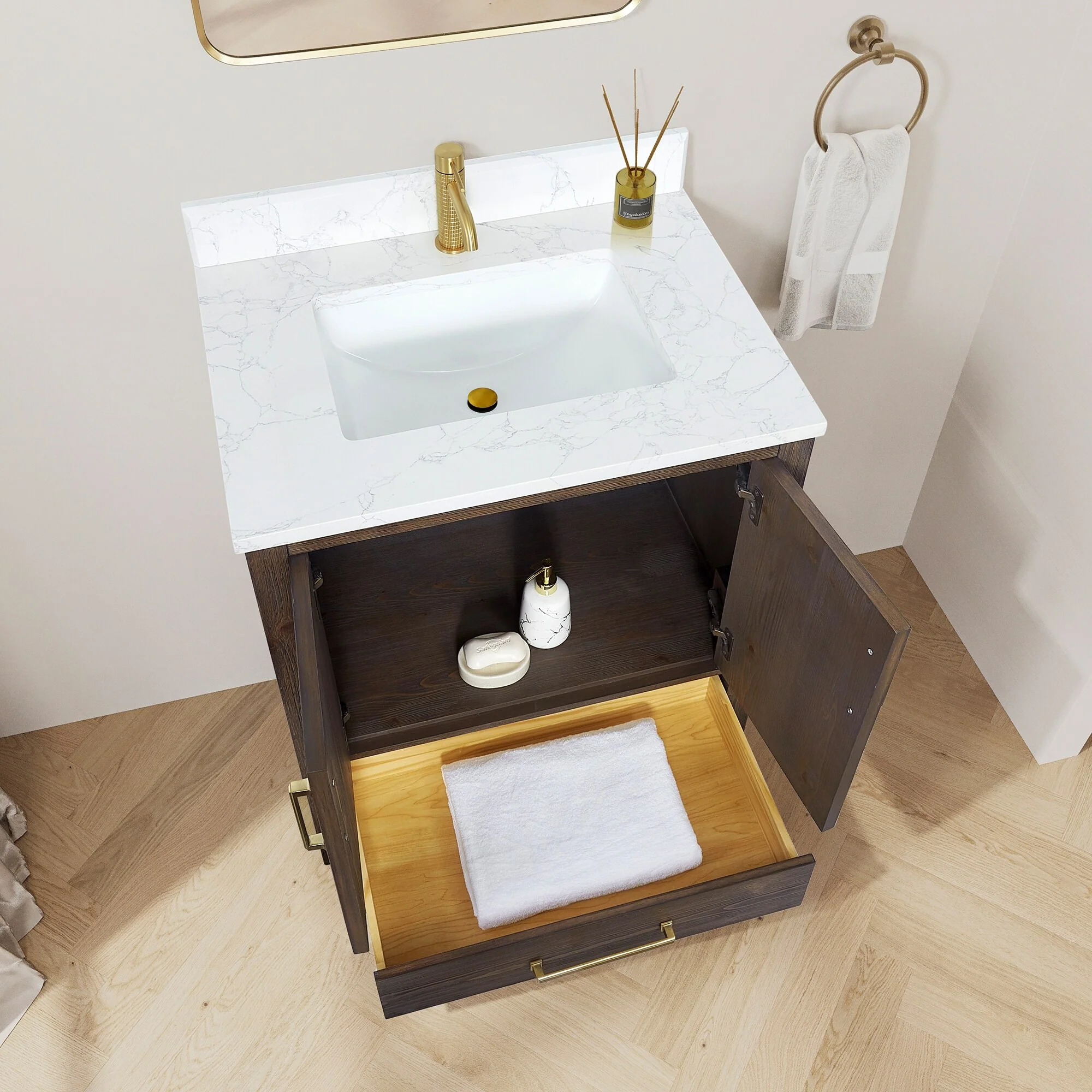 Shannon Bath Vanity with Composite Stone Countertop without Mirror