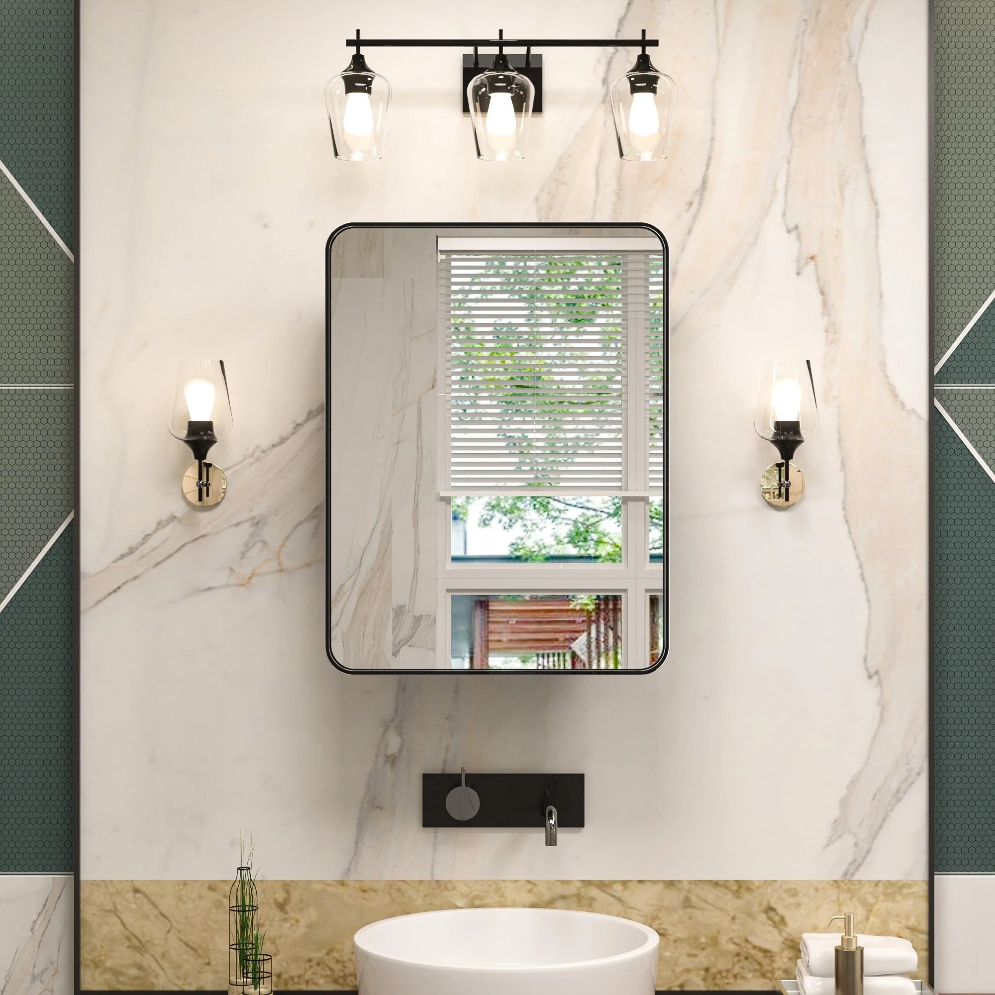 KEONJINN Medicine Cabinets for Bathroom with Mirror, Stainless Steel 1-3 Framed Doors