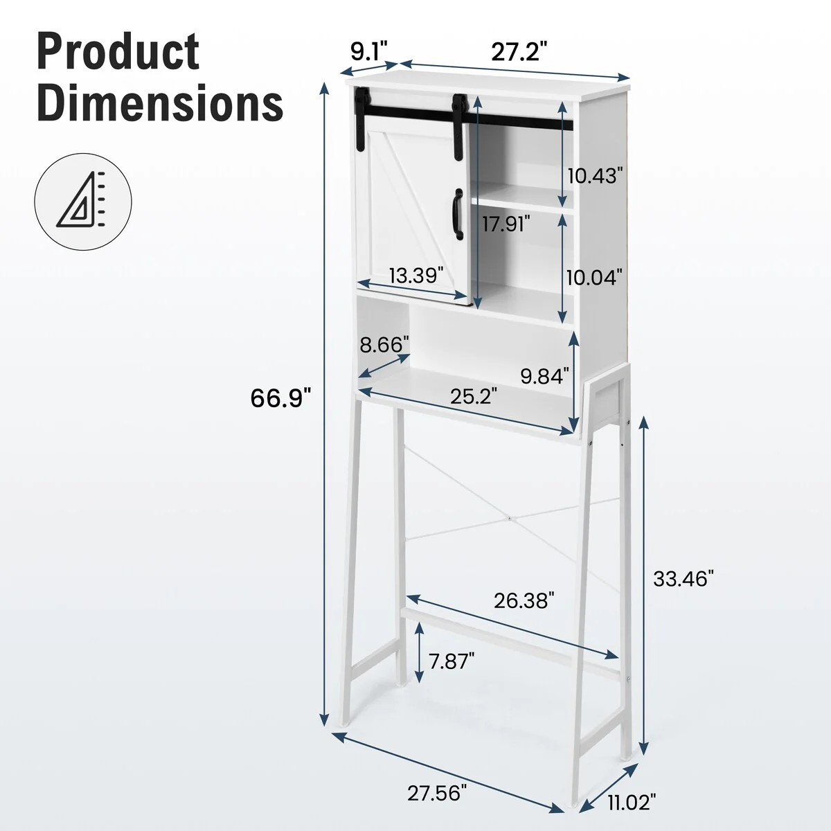 Over-The-Toilet Storage Cabinet Bathroom Organizer with Adjustable Shelf
