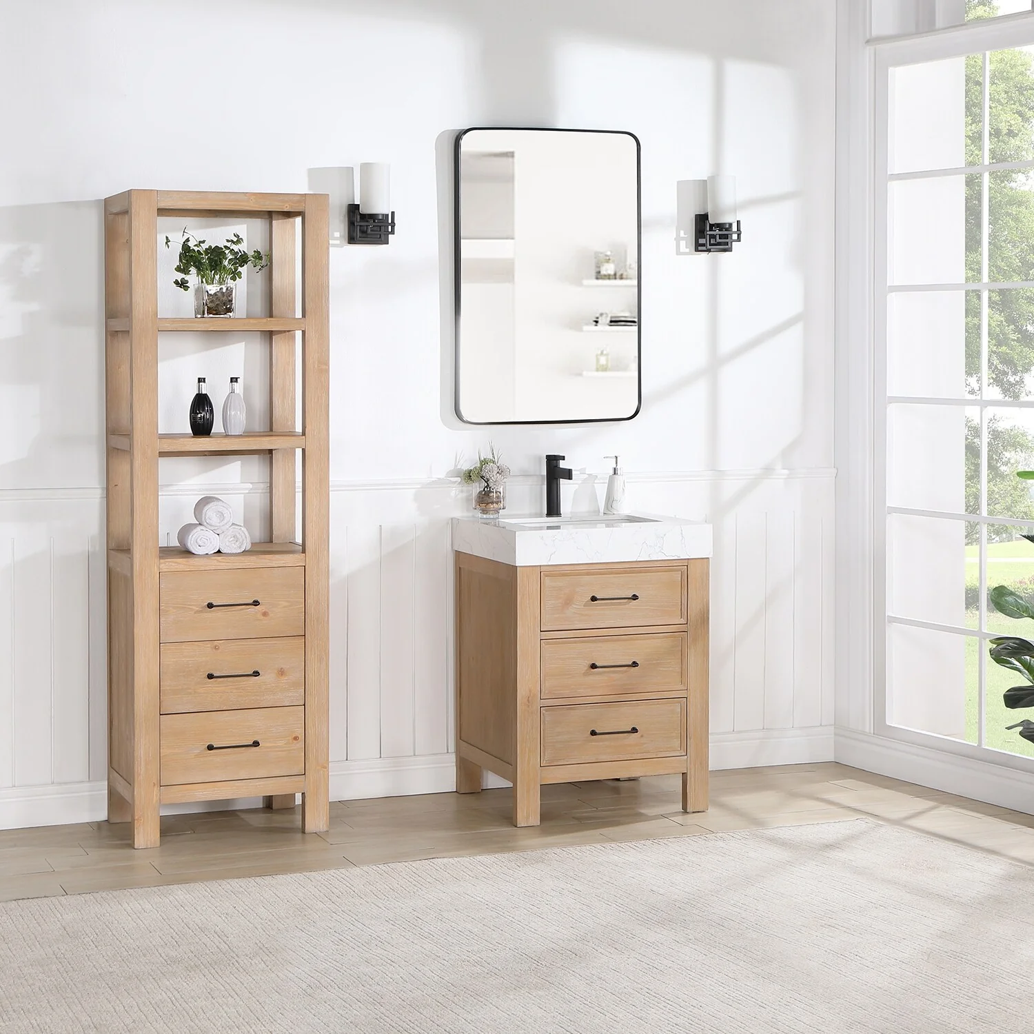 Leon 24 in. Single Bathroom Vanity with Composite Stone Top