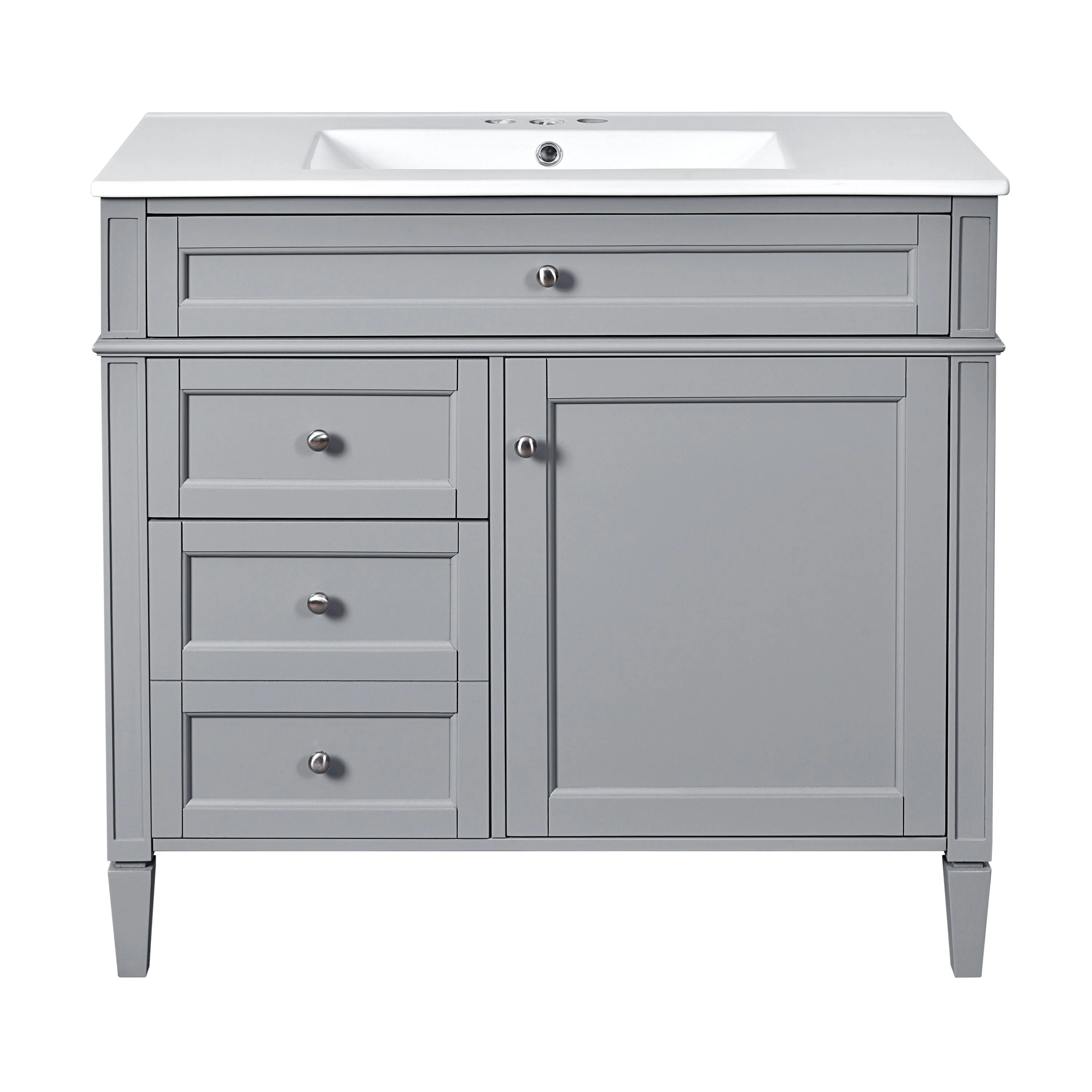 Bathroom Vanity with Single Sink, Bathroom Vanities with 2 Drawers, Bathroom Storage Cabinet with 1 Tip-Out Drawer and 1 Door