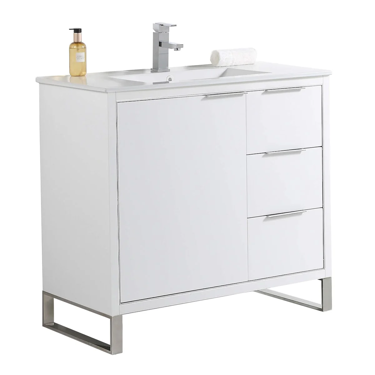 Fine Fixtures Opulence Collection Bathroom Vanity with White Ceramic Sink