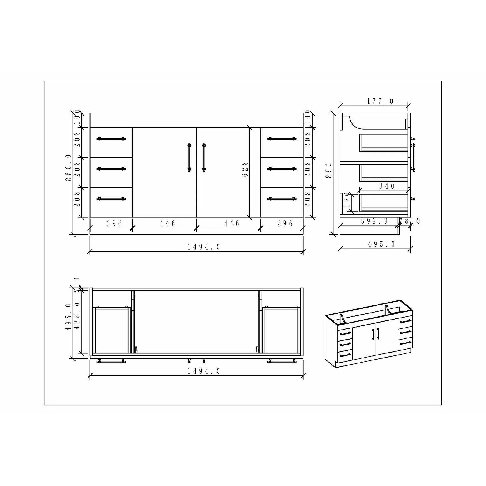 Eliza 60'' Freestanding Vanity with Single Sink on the Left