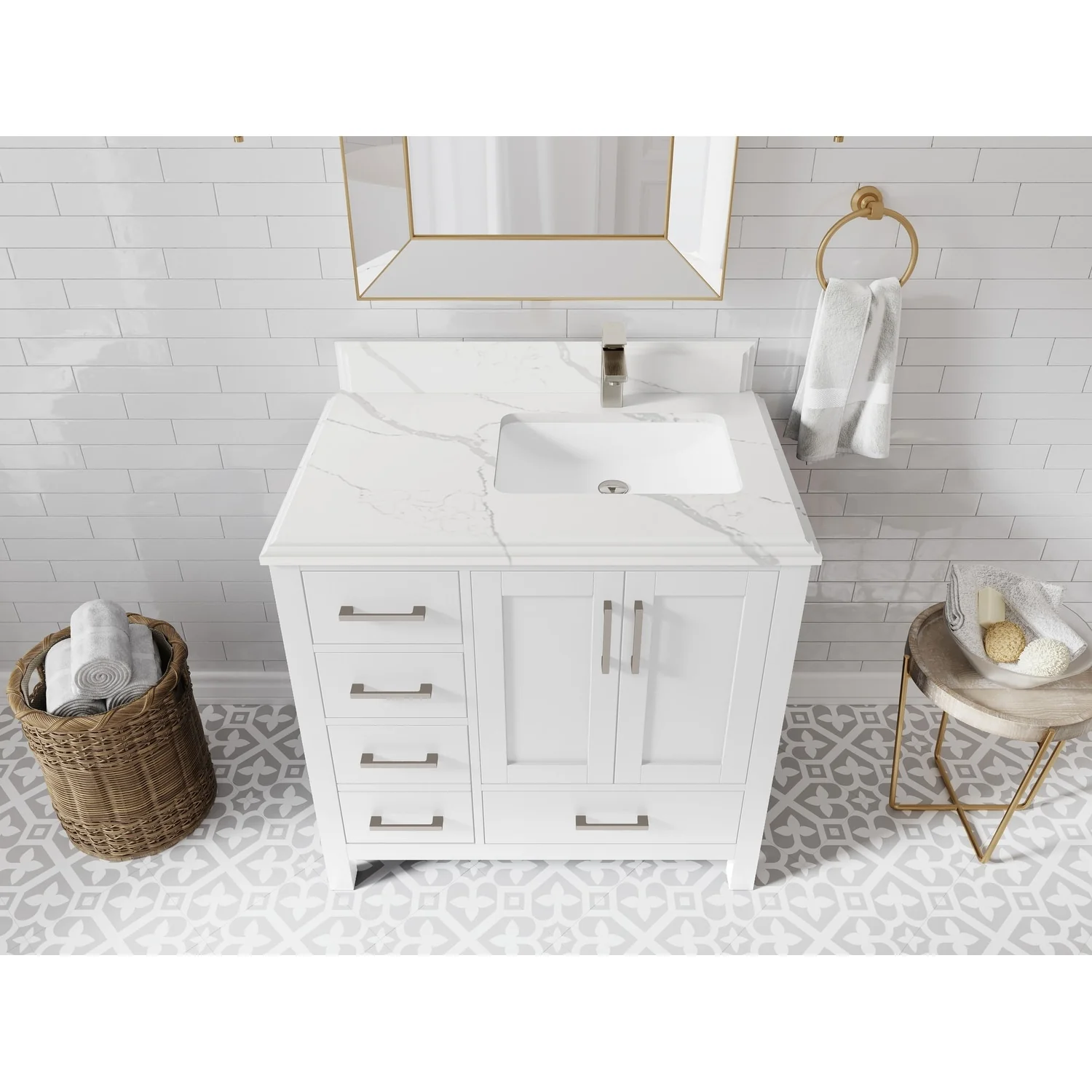 Willow Collections 36 in. W x 22 in. D Malibu Right Offset Sink Bathroom Vanity with Countertop