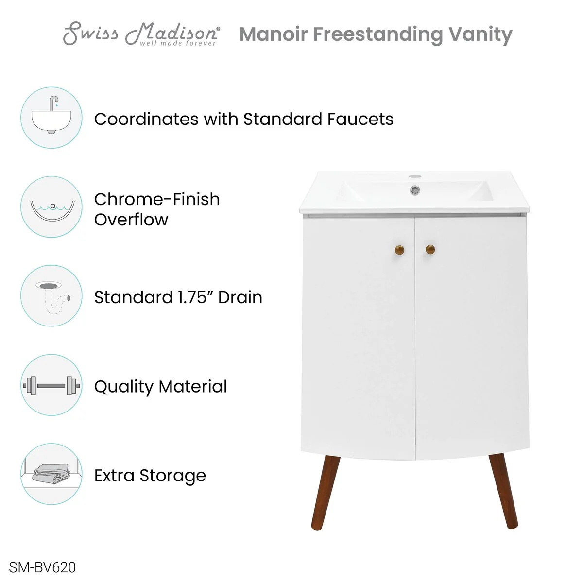 Manoir Bathroom Vanity in White