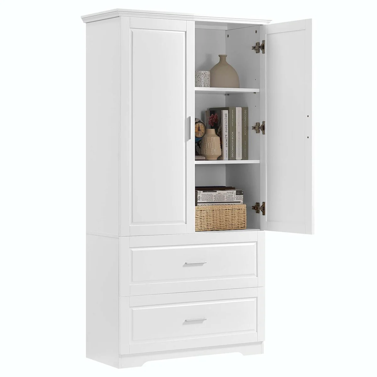 Tall Bathroom Storage Cabinet with Drawers and Adjustable Shelf