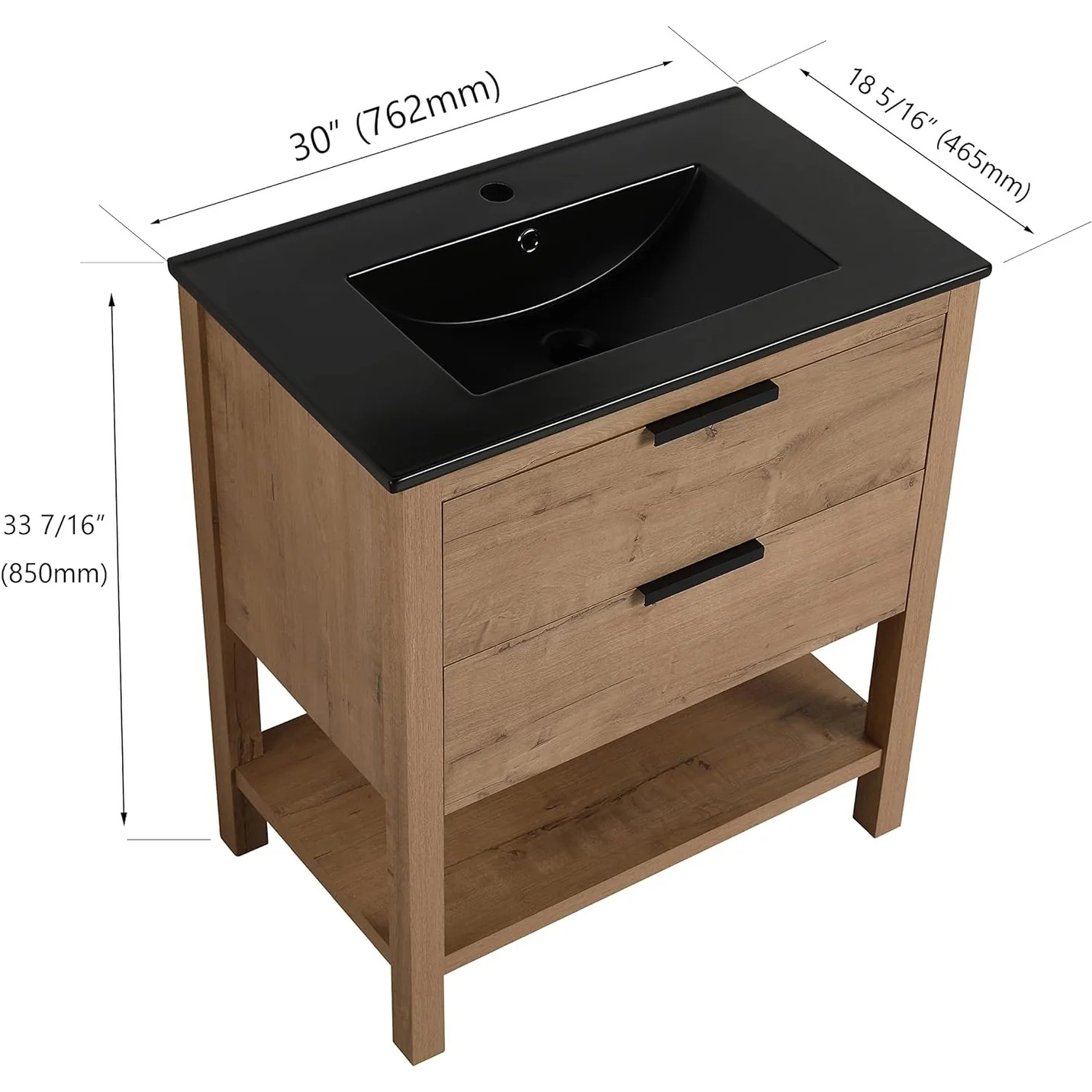 BNK 30/36 Inch Bathroom Vanity With Single Sink,Modern Bathroom Vanities With Soft Close Drawer And Shelf