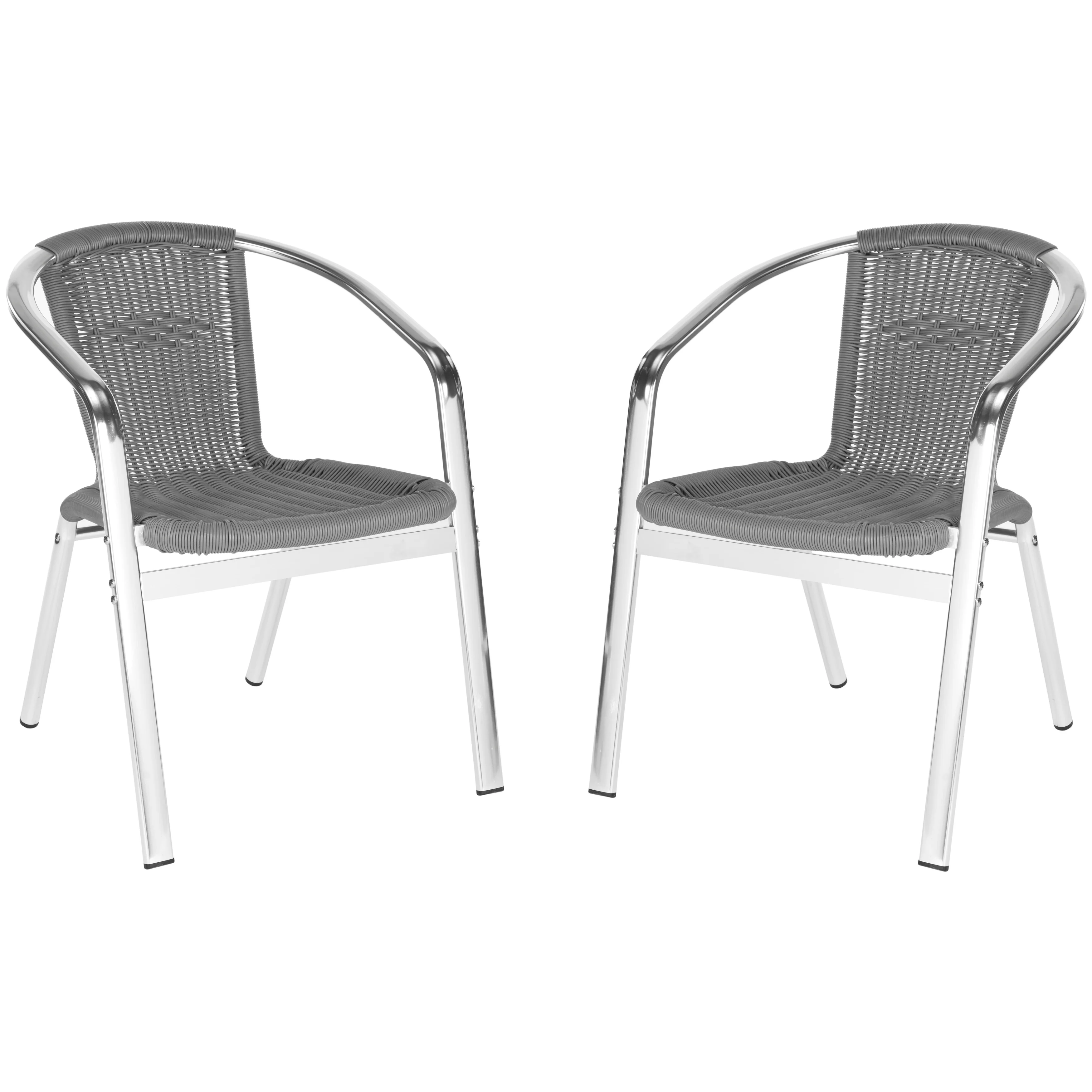 SAFAVIEH Wrangell Grey Indoor/Outdoor Stackable Chairs (Set of 2) - 22