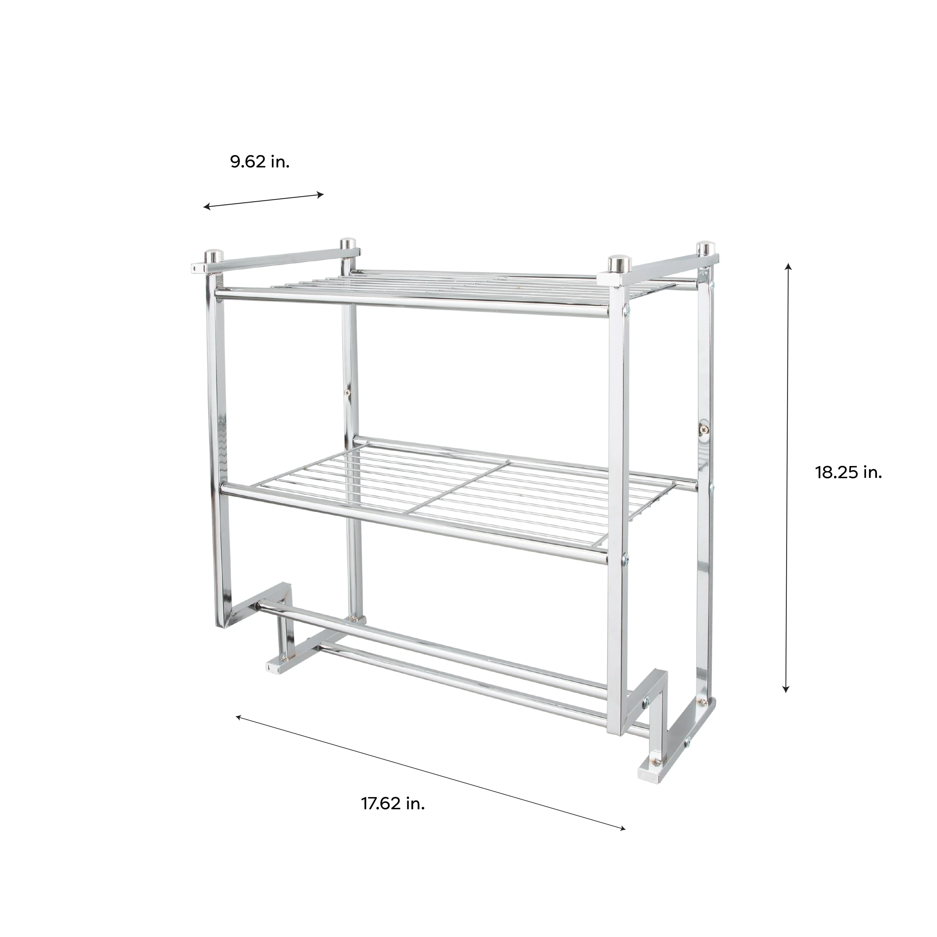 Organize It All 2 Tier Wall Mounted Shelf with Towel Rack - 17.6x9.6x18.2