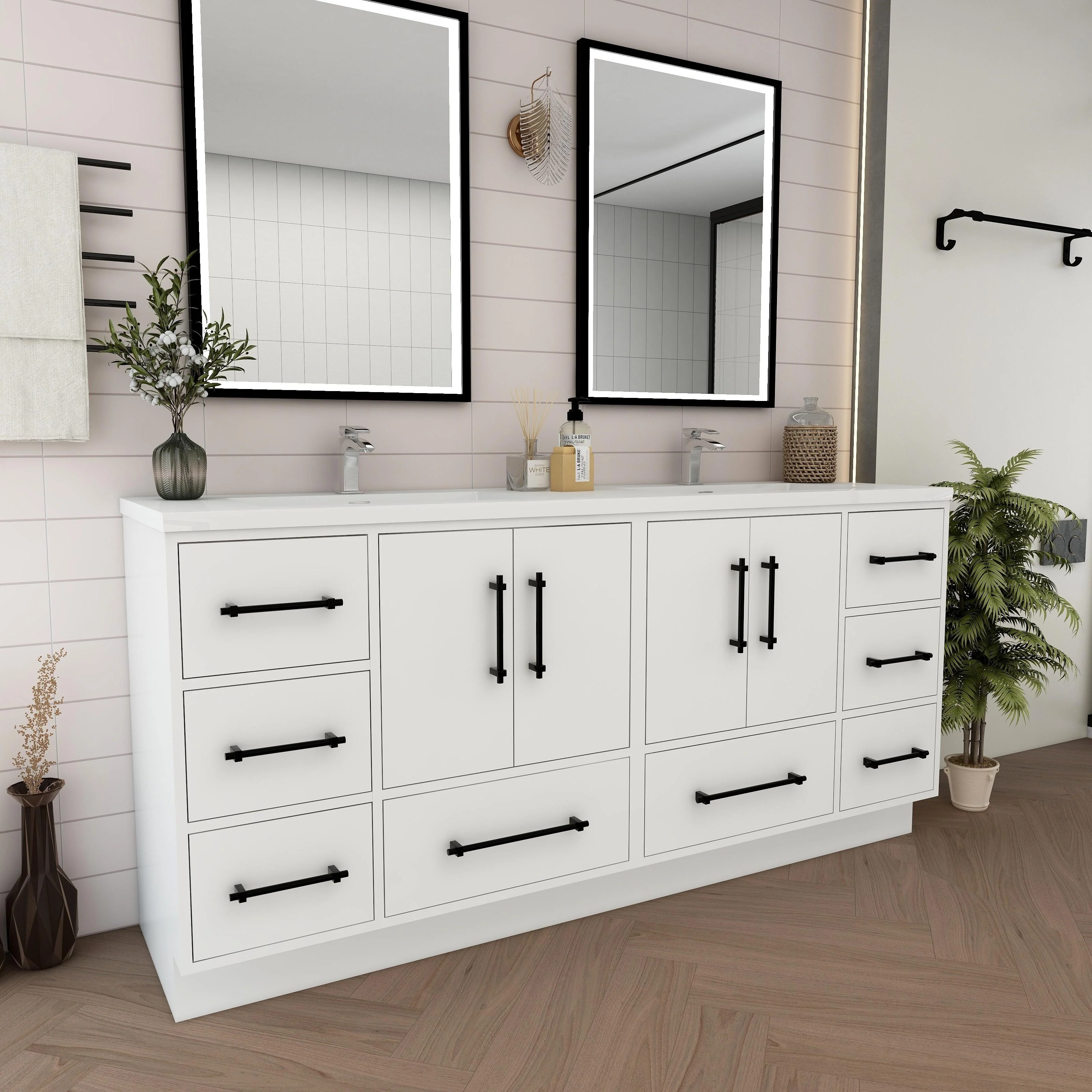 Victoria 72'' Freestanding Vanity with Double Reinforced Acrylic Sink - 71.5