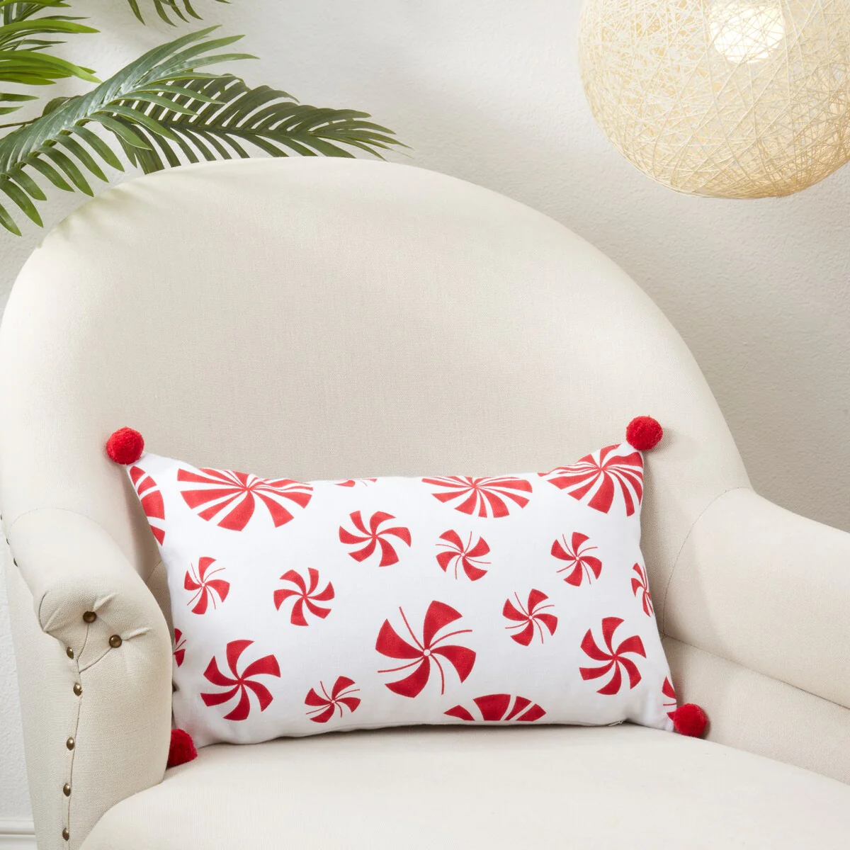Candy Cane Dreams Peppermints Throw Pillow