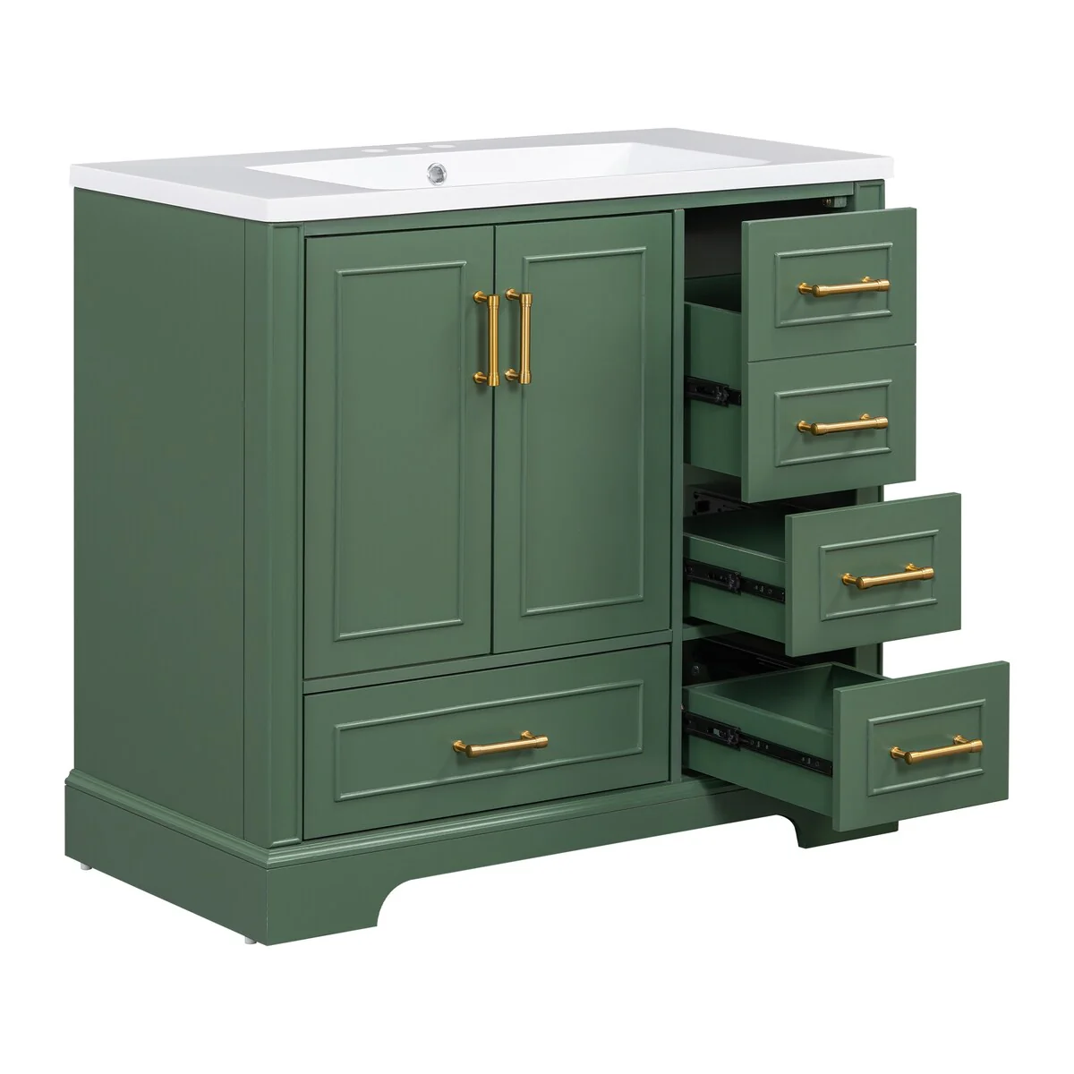 Bathroom Cabinet with Two Doors and Four Drawers
