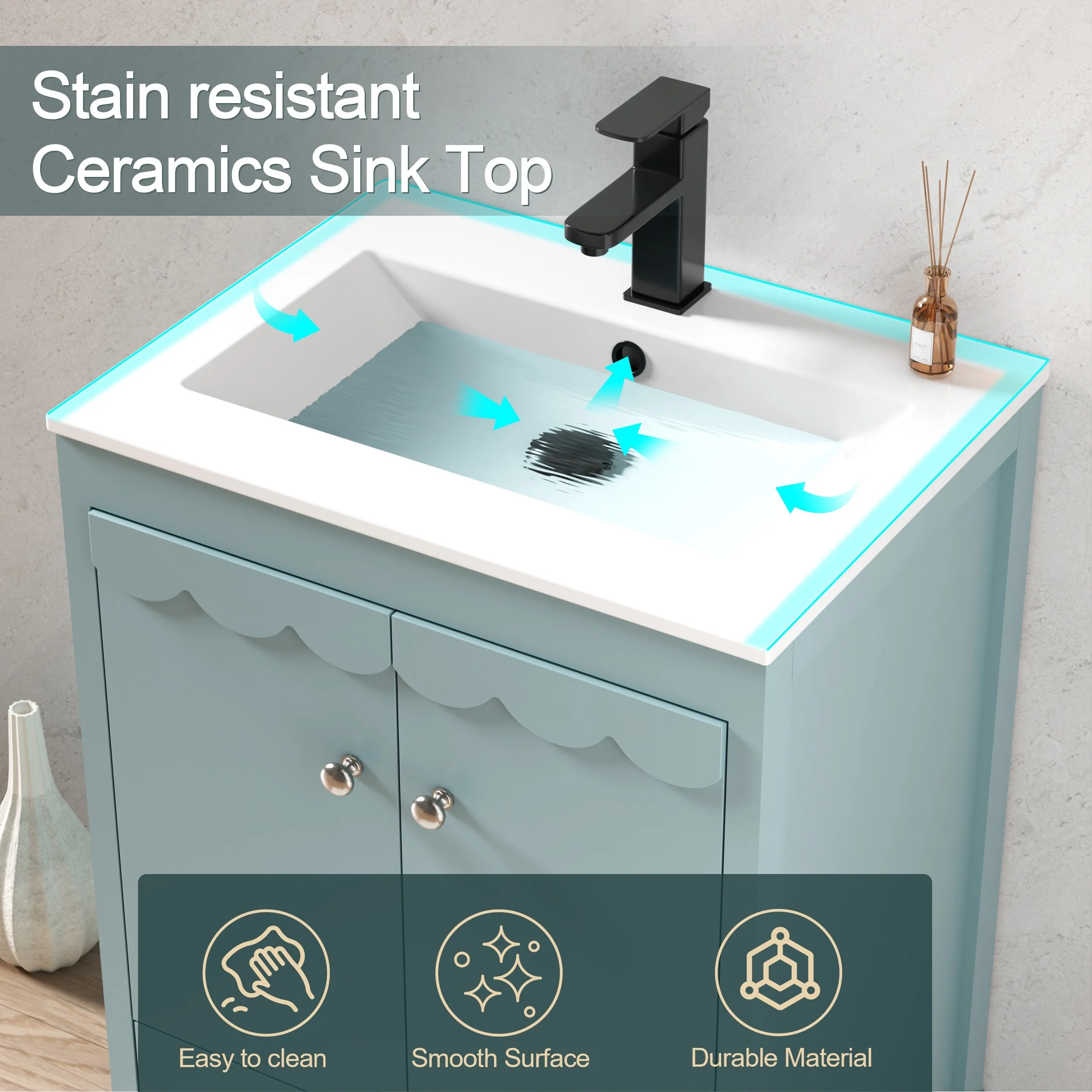 Lace Trim Freestanding Bathroom Vanity Set - Perfect for Bathrooms