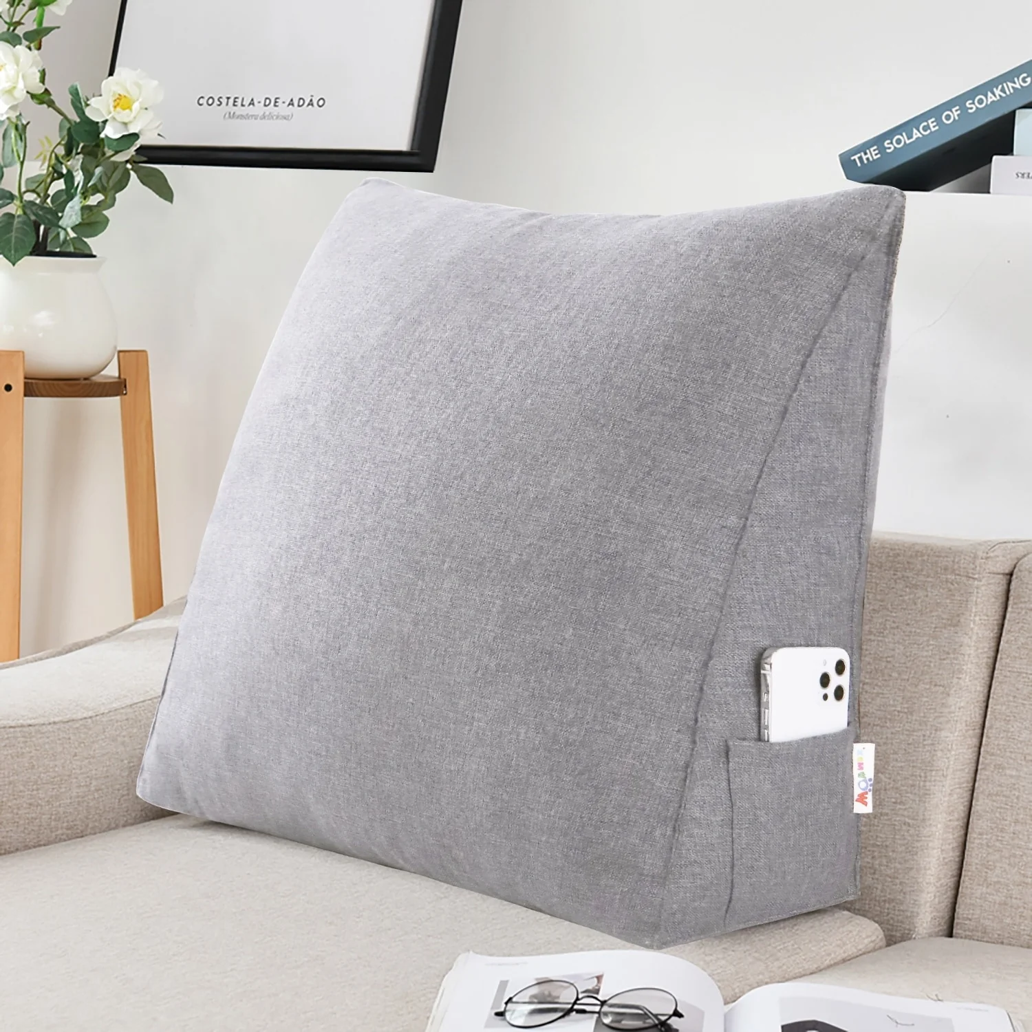 WOWMAX Bed Rest Wedge Reading Pillow Sofa Daybed Triangle Cushion 24