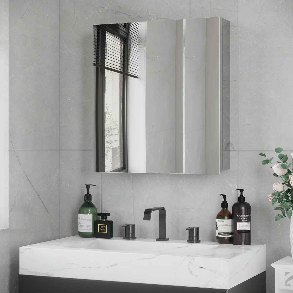 Bathroom Mirror with Storage Shelves Bathroom Wall Cabinet