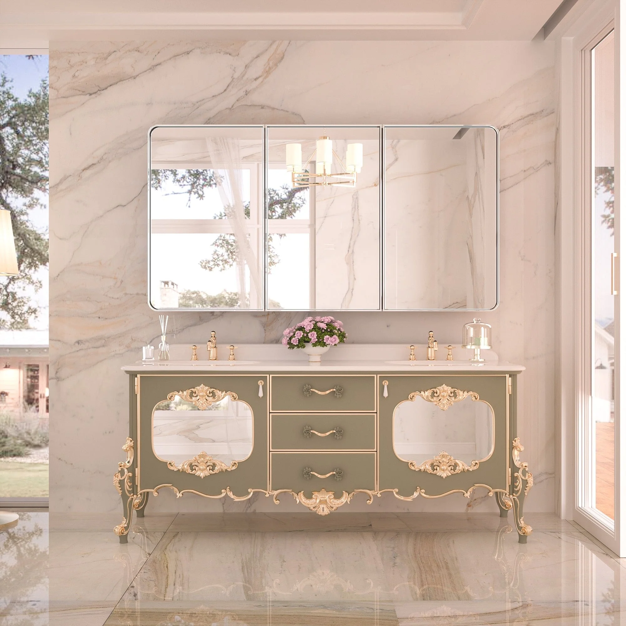 KEONJINN Medicine Cabinets for Bathroom with Mirror, Stainless Steel 1-3 Framed Doors