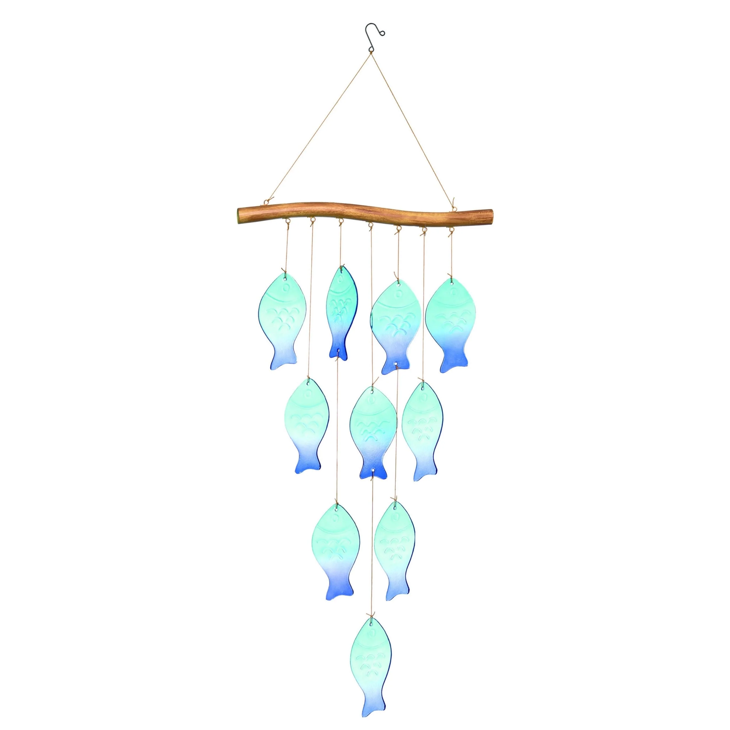 Transpac Glass 43.3 in. Multicolor Spring Bright Fish Wind Chime - Multi