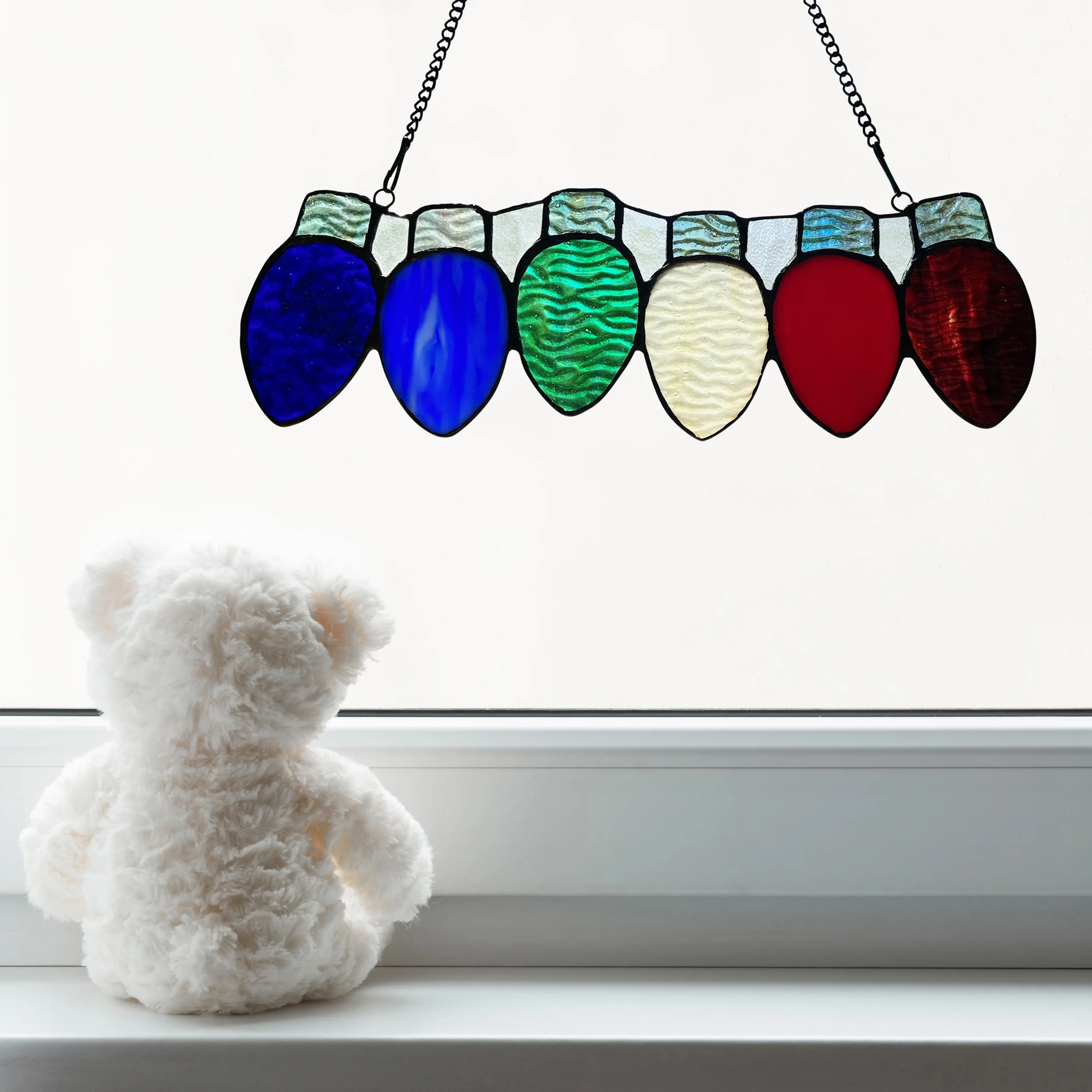 River of Goods Old-Fashioned Holiday Lights River of Goods Stained Glass Window Panel - 12