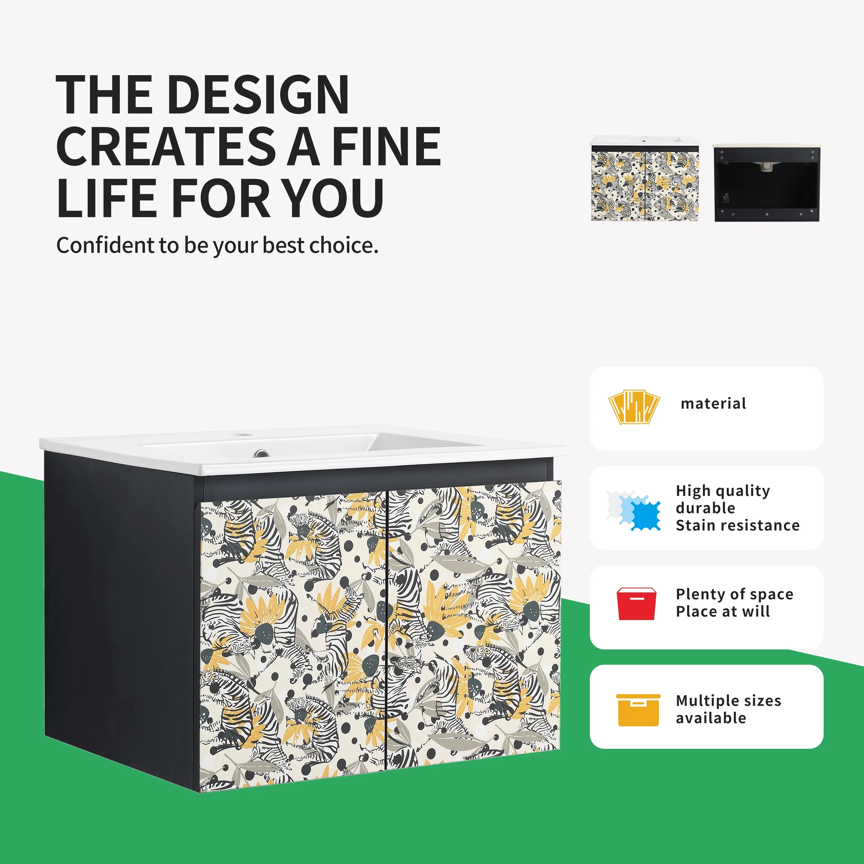 BNK 24/30/48 Inch Double Sink Bathroom Vanity with Soft Close Door