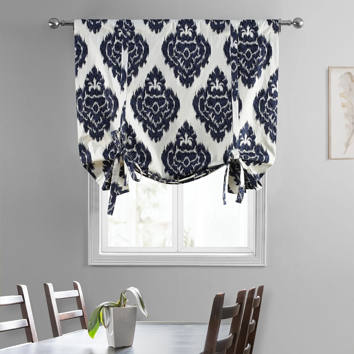 Exclusive Fabrics Ikat Printed Cotton Tie-Up Window Shade - 46 X 63