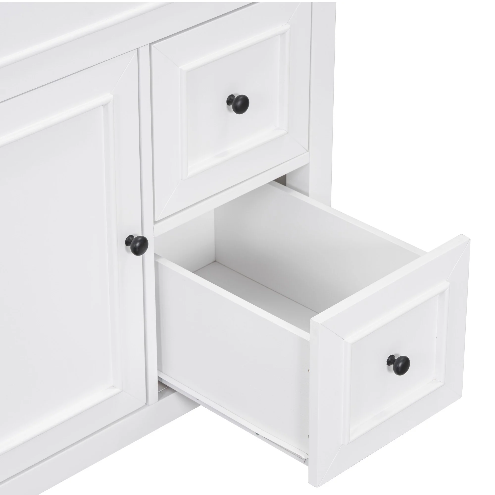 30'' Solid Wood Bathroom Vanity with Cabinet, 2 Drawers, and Ceramic Sink
