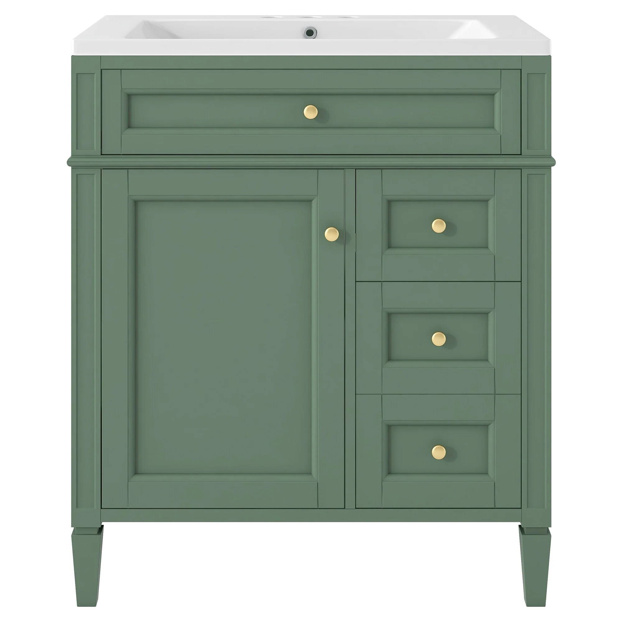 30'' Bathroom Vanity with Top Sink,Bathroom Storage Cabinet with 2 Drawers and a Tip-out Drawer,Single Sink Bathroom Vanity