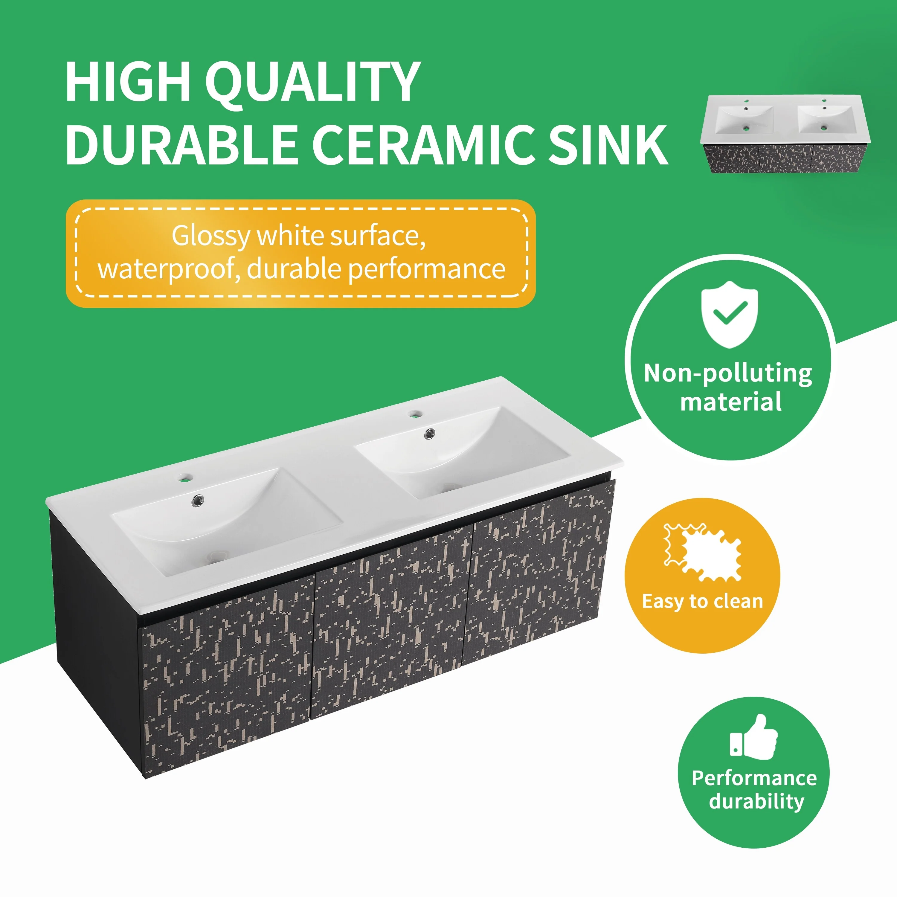 BNK 24/30/48 Inch Double Sink Bathroom Vanity with Soft Close Door