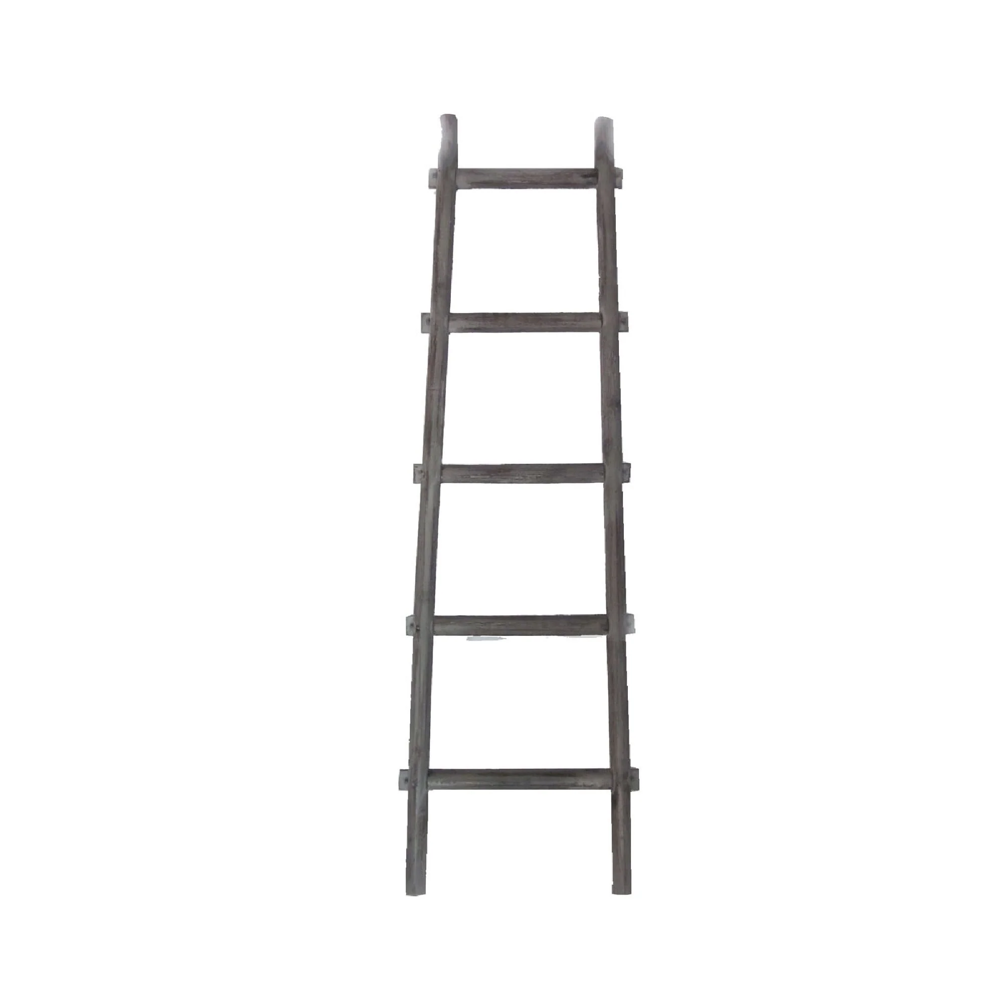 Transitional Style Wooden Decor Ladder with 5 Steps, Gray