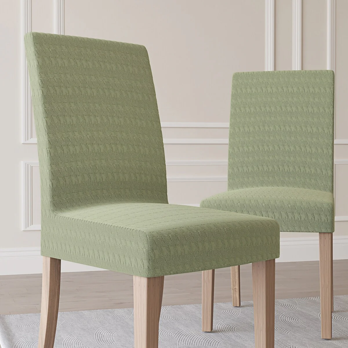 No. 918 Sparta 2-pack Houndstooth Textured Stretch Fit Elastic Dining Chair Cover Pair - 28
