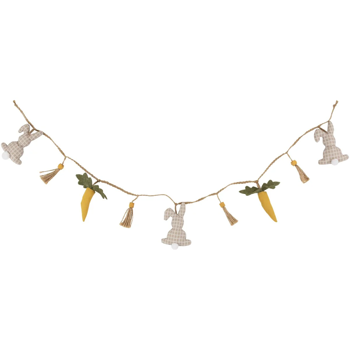 Plush Rabbit and Carrot Twine Easter Garland -3.5'