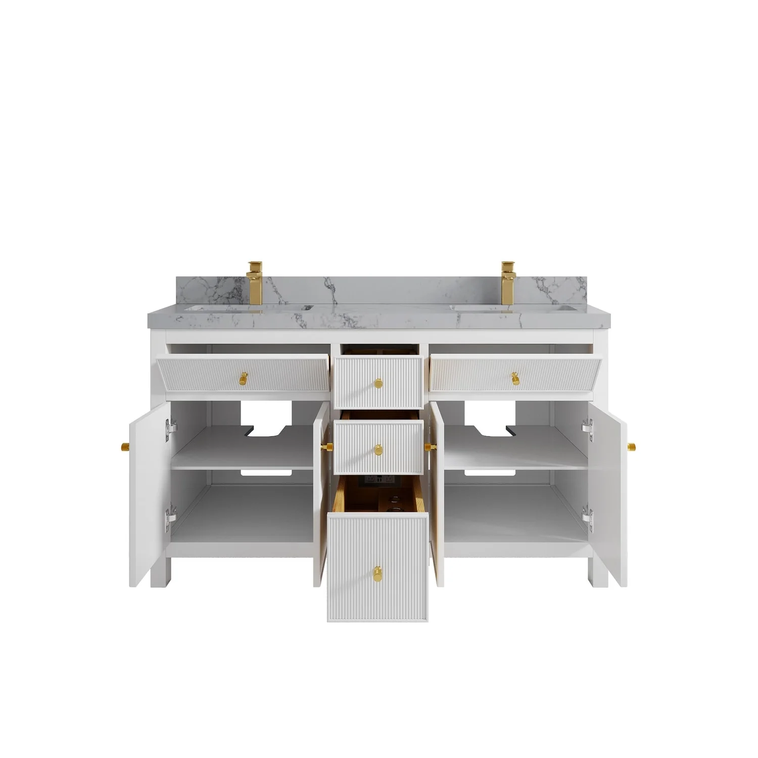 Willow Collections 60 in. W x 22 in D. Sonoma Free Standing Reeded Double Sink Bathroom Vanity with Countertop